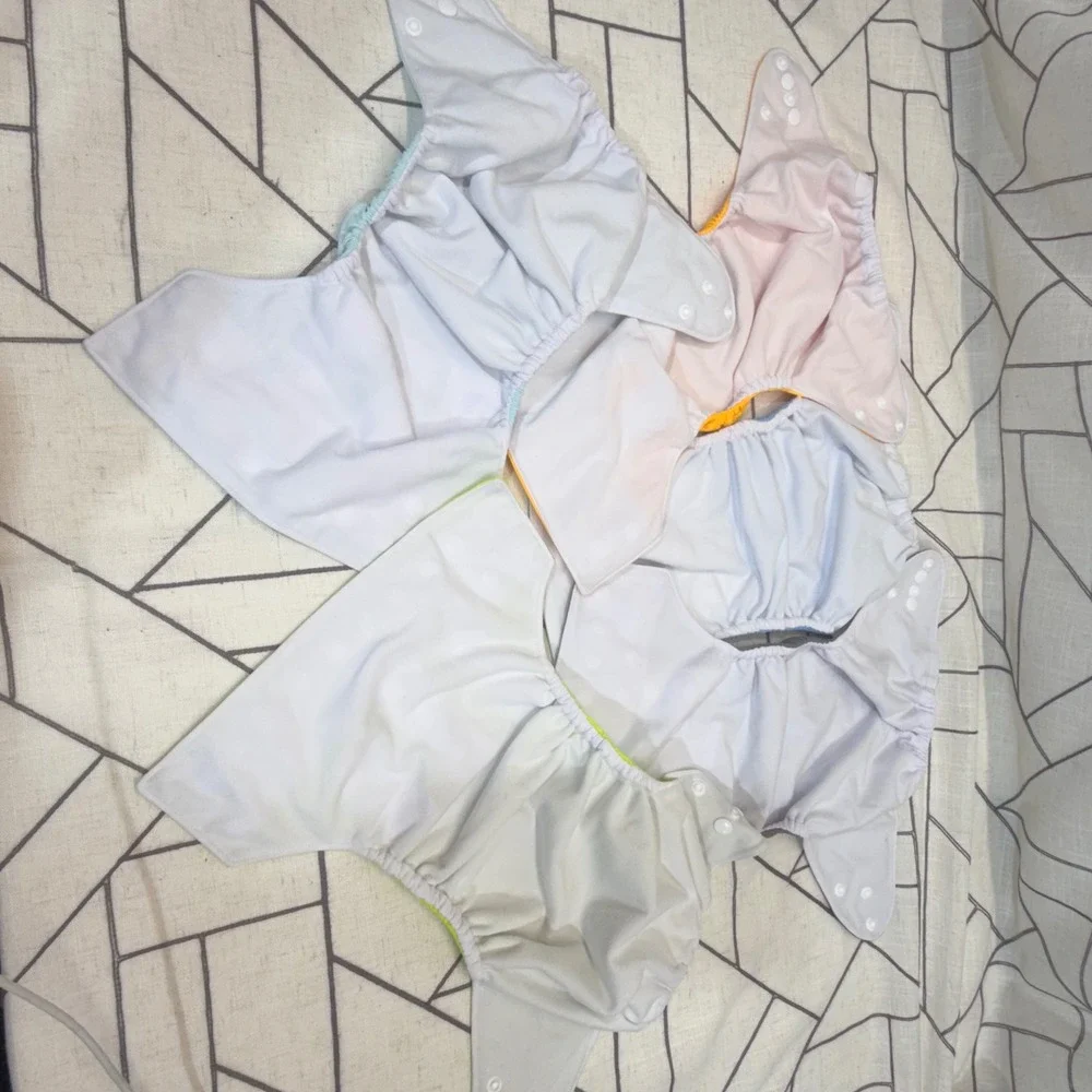 AlvaBaby Cloth Diapers OS Multicolor 5 Pack Adjustable Pocket Snaps NO LINERS‎